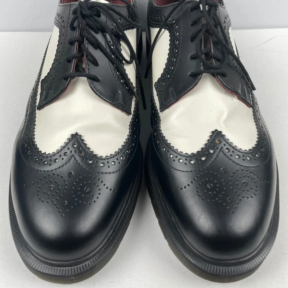 Dr Martens Bex Smooth Leather Brogue Shoe Black White Wingtip Oxford Men Size 13